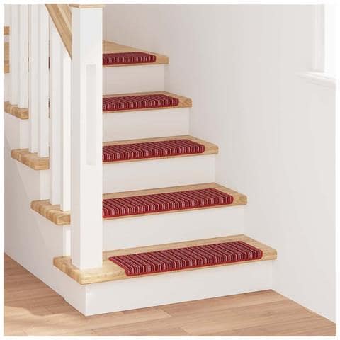 Tappetini per scale autoadesivi 15 pcs Rosso 65 x 21 x 4 cm - Foto 2