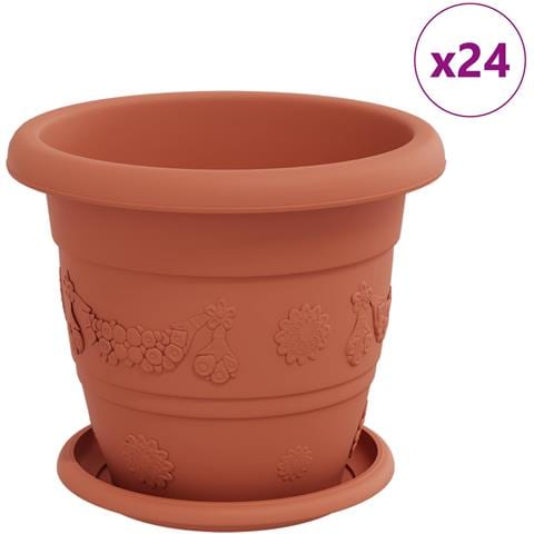 Vasi per Piante 24 pcs Rosso Mattone Ø 26 x 21.5 cm Plastica - Foto 1