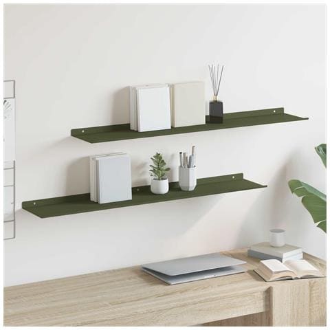 Scaffale da parete 2 pcs Verde oliva 100 x 18 x 2,5 cm - Foto 2