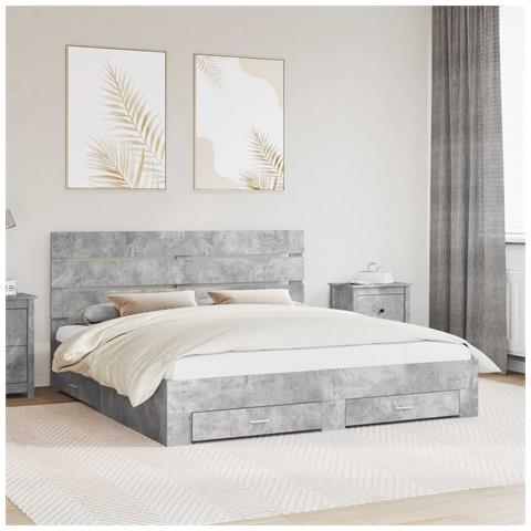 Struttura del letto con cassetto Grigio cemento 200 x 200 cm - Foto 2