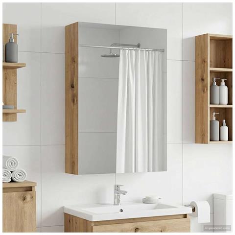 Mobiletto per specchio da bagno con porta Rovere Artigianale - Foto 2