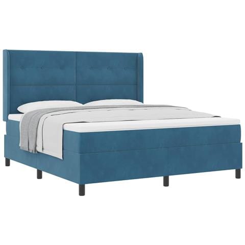 Letto a molle con materasso Blu 180 x 200 cm Velluto - Foto 1