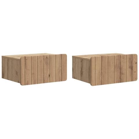 Mobiletto da notte a muro con cassetto 2 pcs Rovere Artigianale - Foto 1