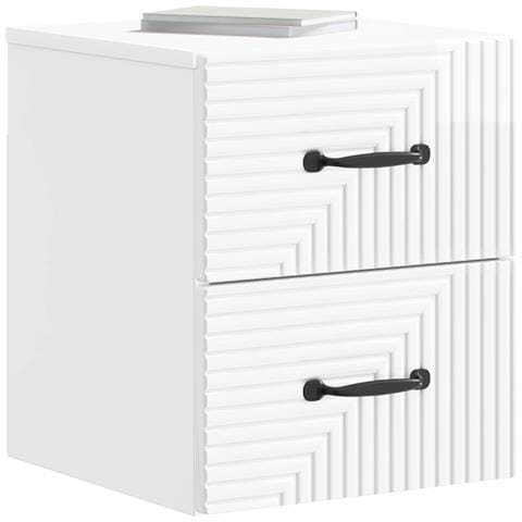 Mobiletto da notte a muro 2 pcs Bianco Lucido 34,5 x 33 x 40 cm - Foto 2
