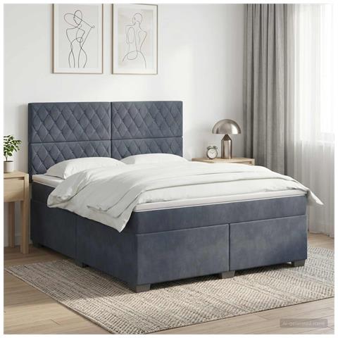Letto box spring con materasso Grigio Scuro 140 x 200 cm - Foto 2