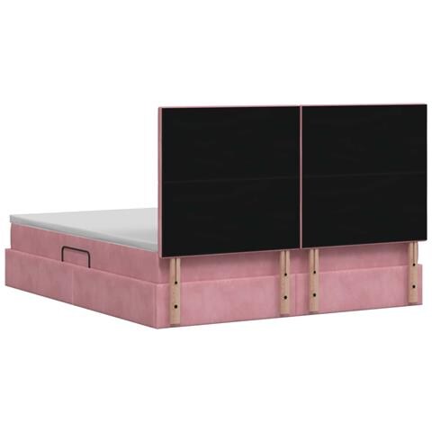 Letto con contenitore e materasso Rosa 180 x 200 cm Velluto - Foto 9