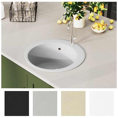 Lavello Da Cucina In Granito Vasca Singola Tonda Bianco - Foto 2