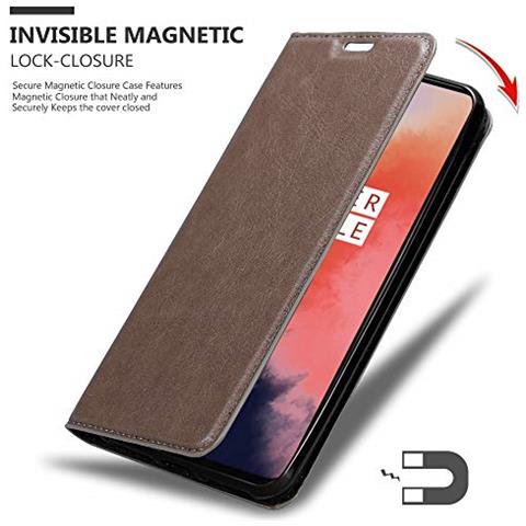 Custodia Compatibile Con Oneplus 7t In Bruno Caffè - Coperchio Protettiva Con Chiusura Magnetica, Funzione Stand E Tasca Per Le Carte - Foto 8