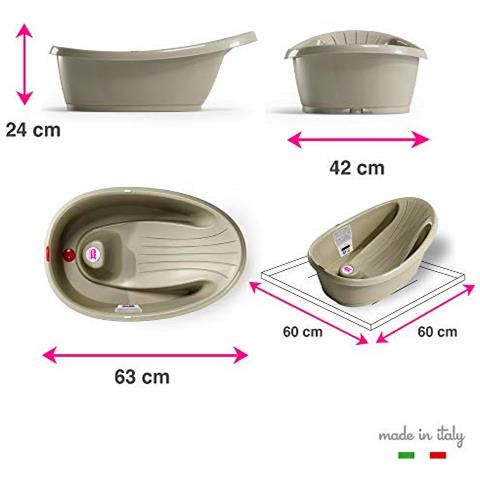 Onda Baby - Vaschetta Compatta Per Il Bagnetto Del Neonato 0-12 Mesi - Grigio - Foto 2