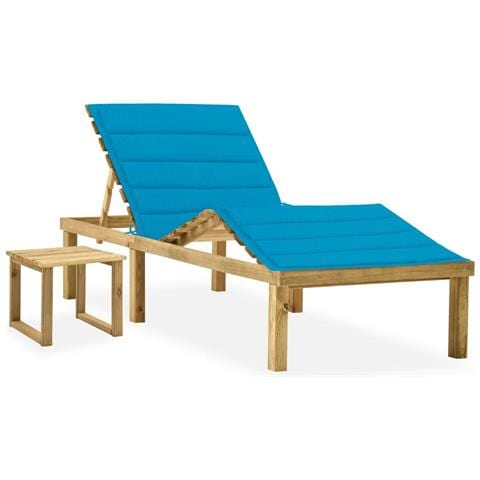 Lettino da Giardino con Tavolino Cuscino Legno Pino Impregnato - Foto 1