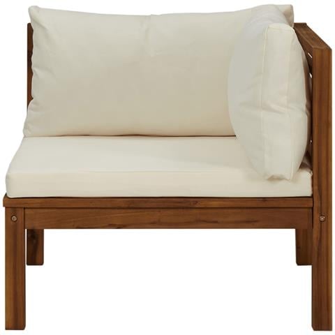 Set Divani da Giardino 2 pz con Cuscini Bianco Crema in Acacia - Foto 2