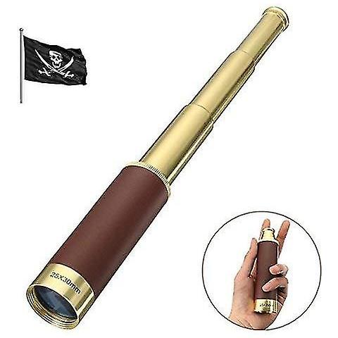 Stempunk Telescopio Pirata In Ottone Con Custodia In Pelle 35,6 Cm - Fatto A Mano In India, Regalo Nautico Per Collezionisti