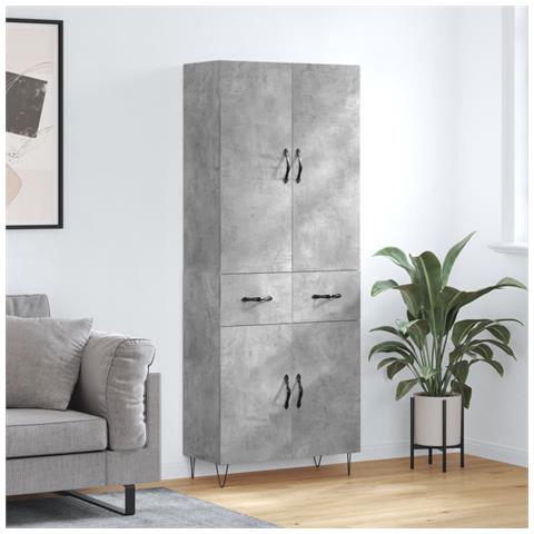 Credenza Grigio Cemento 69,5x34x180 Cm In Legno Multistrato - Foto 6