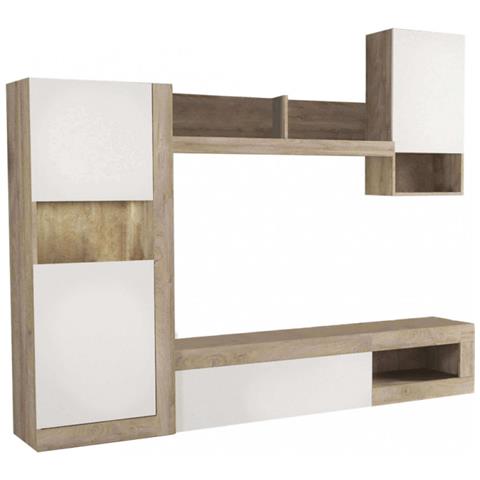 Parete Soggiorno Roomy Bianco E Rovere Chiaro - Foto 1