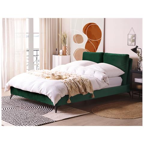 Letto Velluto Melle 140 X 200 Cm Verde Smeraldo - Foto 1