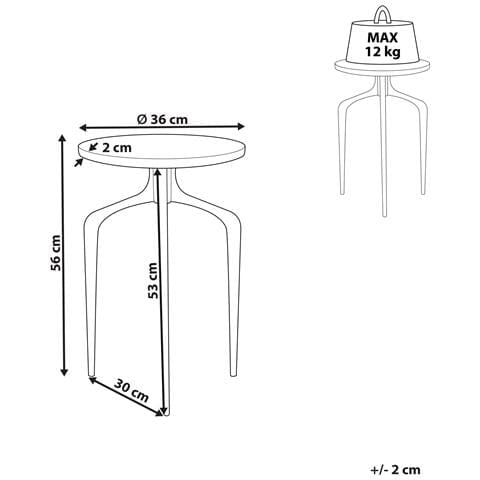 Tavolino Marmo Bianco E Nero Ø 36 Cm Tihoi - Foto 6
