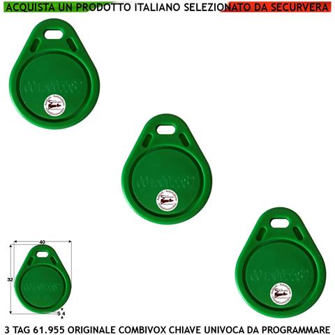 Chiave Di Prossimità 3 Trasponder Tag Alta Sicurezza Codice Univoco Preimpostate Combivox 61.955 Da Programmare Portac - Foto 1