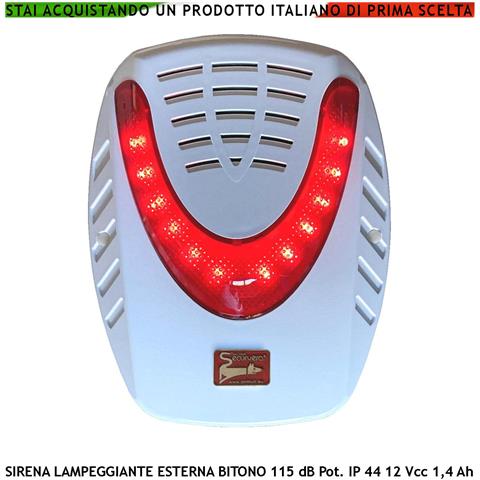 Sirena Allarme Da Esterno Lampeggiatore A Led Melodia Bitono 115 Db Frequenza A /b 1724/2475 Hz Allarme Caduta + 2 Segn - Foto 1