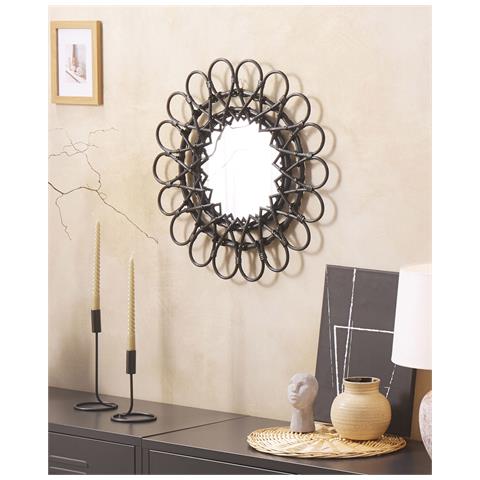 Specchio Babai Rattan Nero - Foto 1