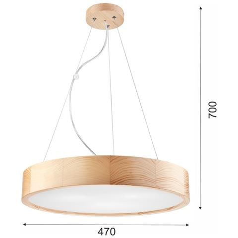 Lampada A Soffitto Eveline - Marrone - Legno, Vetro - 47x47x8 Cm - Foto 8