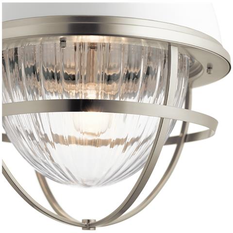 Sospensione Contemporanea Tollis Acciaio Nichel Bianco Grande 1 Luce E27 - Foto 4