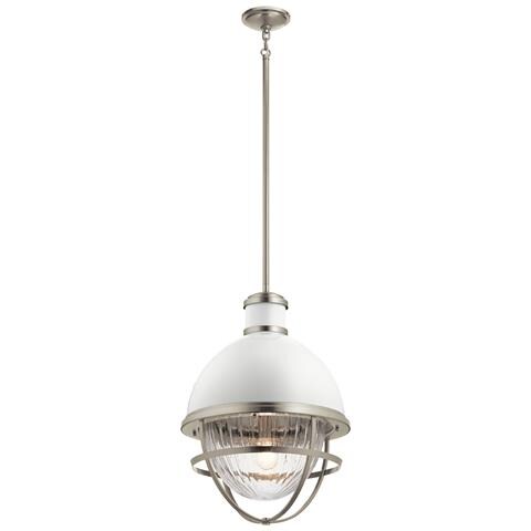 Sospensione Contemporanea Tollis Acciaio Nichel Bianco Grande 1 Luce E27 - Foto 1