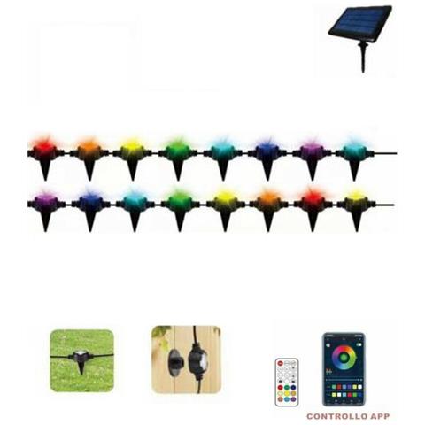 Catena Smart Led Rgb Segnapasso Terra Muro 16 Lampadine Solare Esterne Ip65 F16c - Foto 1