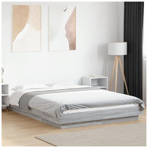 Giroletto Luci Led Grigio Sonoma 120x190 Cm Legno Multistrato - Foto 1