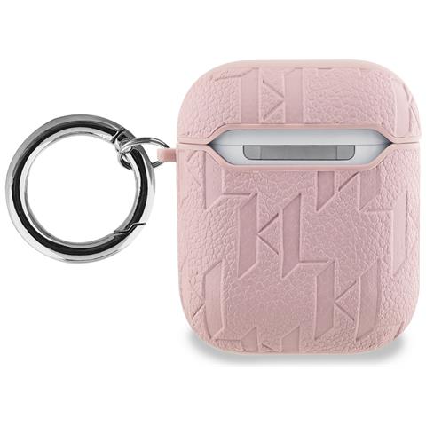 Custodia Per Airpods 1 / 2 Monogram Con Design A Testa Di Karl In Rilievo, Rosa - Foto 2