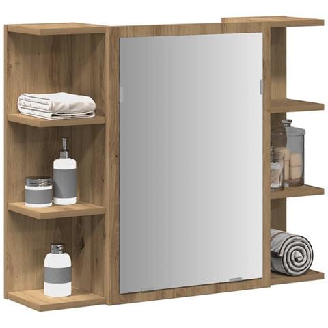 Mobile Da Bagno Specchio Rovere Artigianale Legno Multistrato - Foto 1