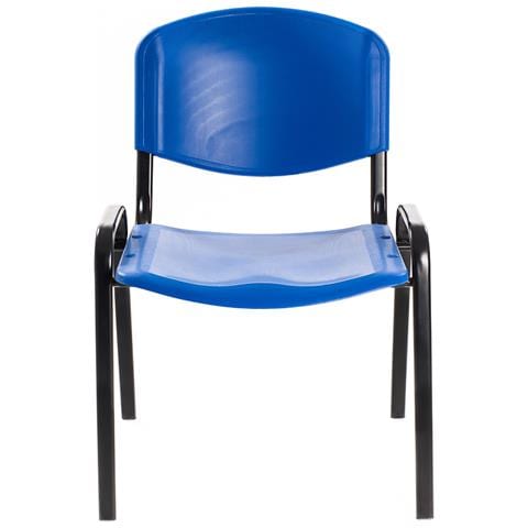 Set Di 6 Sedie Per Sala Attesa Ufficio Studio Conferenze Riunione Ospite Impilabili In Plastica Blu - Foto 1