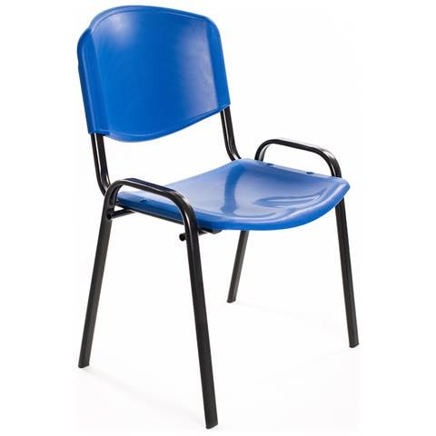 Set Di 6 Sedie Per Sala Attesa Ufficio Studio Conferenze Riunione Ospite Impilabili In Plastica Blu - Foto 2
