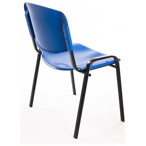 Set Di 6 Sedie Per Sala Attesa Ufficio Studio Conferenze Riunione Ospite Impilabili In Plastica Blu - Foto 3