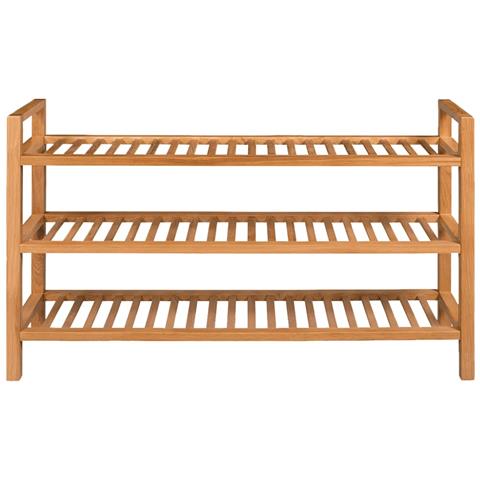 Scarpiera Con 3 Ripiani 100x27x60 Cm In Massello Di Rovere - Foto 1