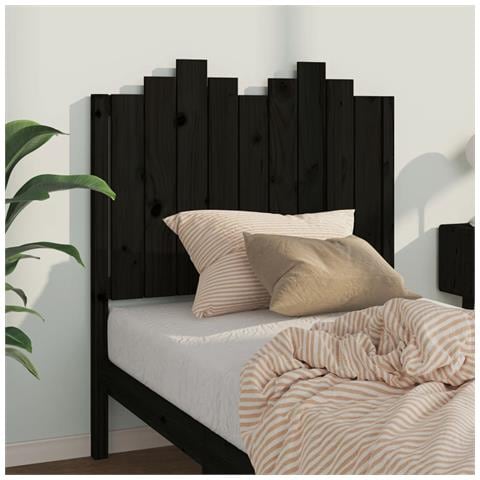 Testiera Per Letto Nera 96x4x110 Cm In Legno Massello Di Pino - Foto 2