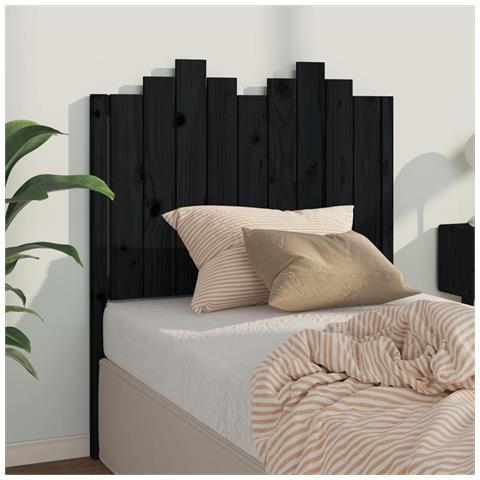 Testiera Per Letto Nera 96x4x110 Cm In Legno Massello Di Pino - Foto 6