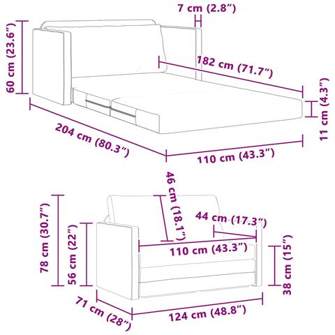 Divano Letto a Pavimento 2-in-1 Cappuccino 124x71x78 cm Pelle Sintetica - Foto 8
