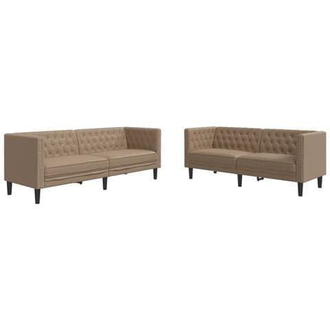 Set Divani Chesterfield 2pz Cappuccino in Similpelle - Foto 1