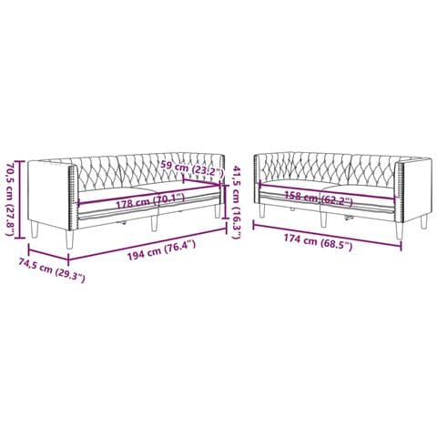 Set Divani Chesterfield 2pz Cappuccino in Similpelle - Foto 8