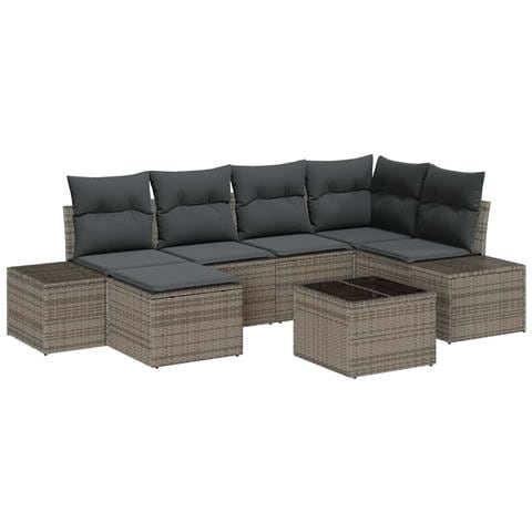 Set Divano Giardino 6 Pezzi con Cuscini Rattan Nero in Polyrattan - Foto 1