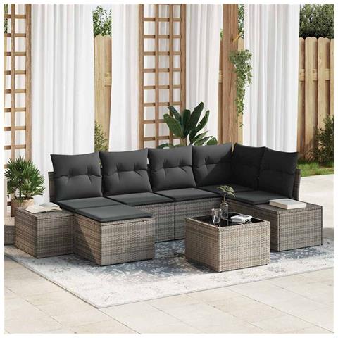 Set Divano Giardino 6 Pezzi con Cuscini Rattan Nero in Polyrattan - Foto 2