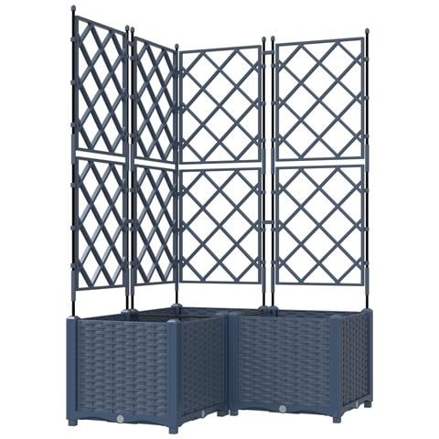 Fioriera da Giardino con Traliccio 3 pz Grigia 80x80x143 cm - Foto 1