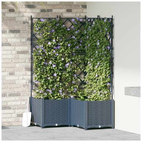 Fioriera da Giardino con Traliccio 3 pz Grigia 80x80x143 cm - Foto 2