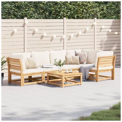 Set Salotto da Giardino 6 pz con Cuscini in Massello di Acacia - Foto 2