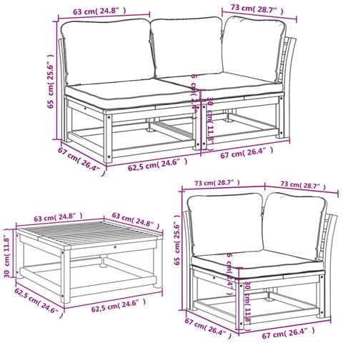 Set Salotto da Giardino 6 pz con Cuscini in Massello di Acacia - Foto 9