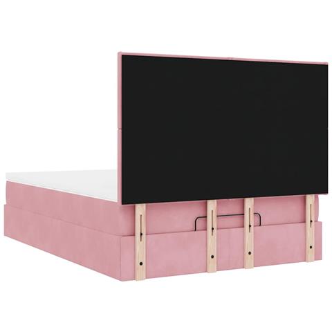 Struttura Letto Pouf con Materassi Rosa 140x200 cm in Velluto - Foto 9