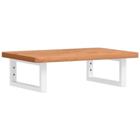 Ripiano a Parete per Lavabo in Acciaio e Massello di Faggio - Foto 1