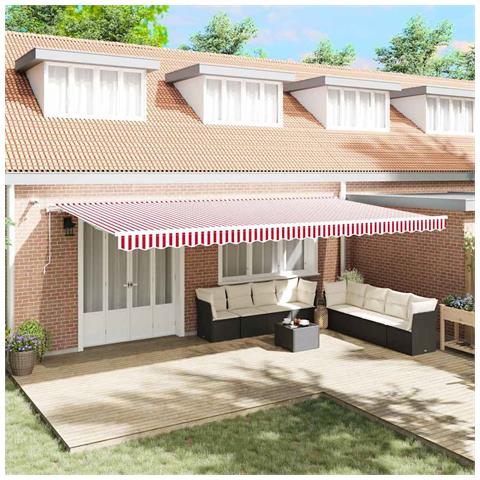 Tenda Retrattile Rosso e Bianco 600 × 300 cm Tessuto e Metallo - Foto 2