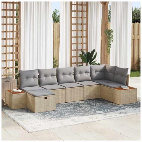 Set Divano da Giardino 7 pcs Beige 55 x 62 x 69 cm Poly Rattan - Foto 2