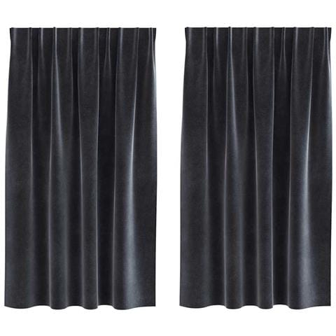 Tende con tende 2 pcs Grigio scuro 140 x 140 cm Velluto - Foto 1